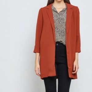 F21 Dusty Red/Orange Long Jacket Blazer - Small